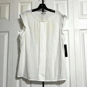 Tahari cream blouse top shirt